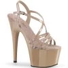 Pleaser 7" Heel Nude Platform Criss Cross Strap Sandal*