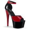 Pleaser Shoes 7" Heel Red/Black Ankle Strap Sandal*