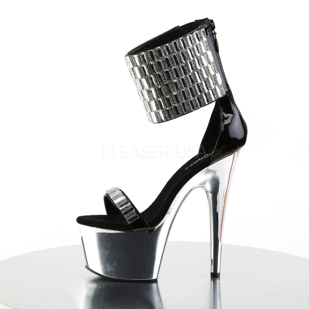 Pleaser 7" Black/Silver Stripper Heels* 4 Pleaser 7" Black/Silver Stripper Heels*