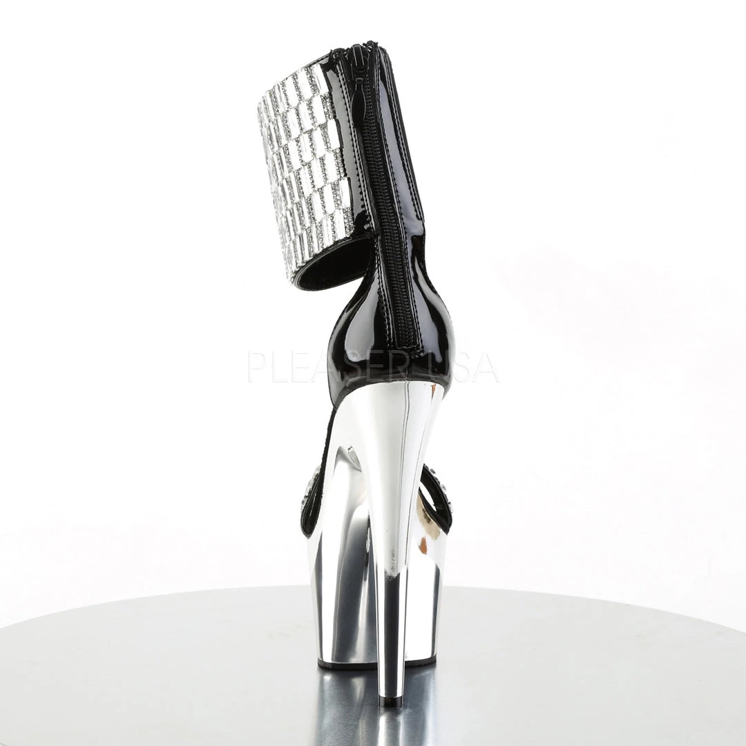 Pleaser 7" Black/Silver Stripper Heels* 5 Pleaser 7" Black/Silver Stripper Heels*