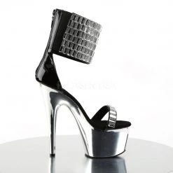 Pleaser 7" Black/Silver Stripper Heels* 9 Pleaser 7
