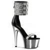 Pleaser 7" Black/Silver Stripper Heels*
