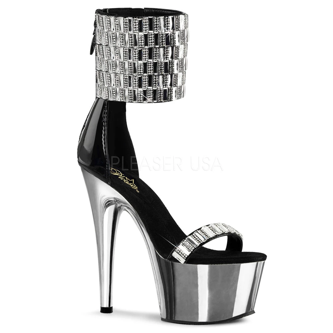 Pleaser 7" Black/Silver Stripper Heels* 3 Pleaser 7" Black/Silver Stripper Heels*