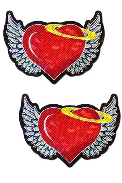 Pastease Glitter Hearts With Wings & Halo Nipple Pasties Bras