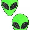 Pastease Glow In The Dark & Neon Glow In The Dark Green Alien Nipple Pasties