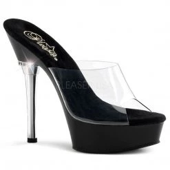 Pleaser Clear/Black 5.5" Heels*
