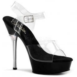 Pleaser Clear/Black 5.5" Ankle Strap Pumps* Shoes