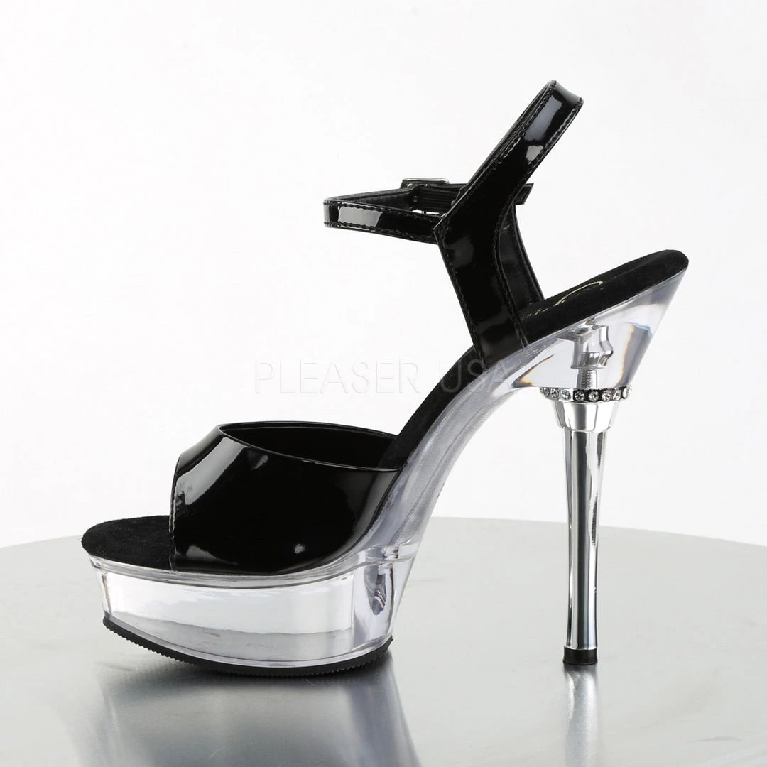 Pleaser Black/Clear 5.5" Ankle Strap Heels* 4 Pleaser Black/Clear 5.5" Ankle Strap Heels*
