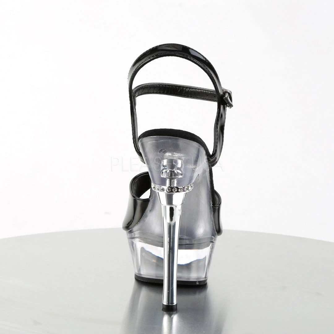Pleaser Black/Clear 5.5" Ankle Strap Heels* 5 Pleaser Black/Clear 5.5" Ankle Strap Heels*