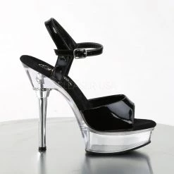Pleaser Black/Clear 5.5" Ankle Strap Heels* 9 Pleaser Black/Clear 5.5