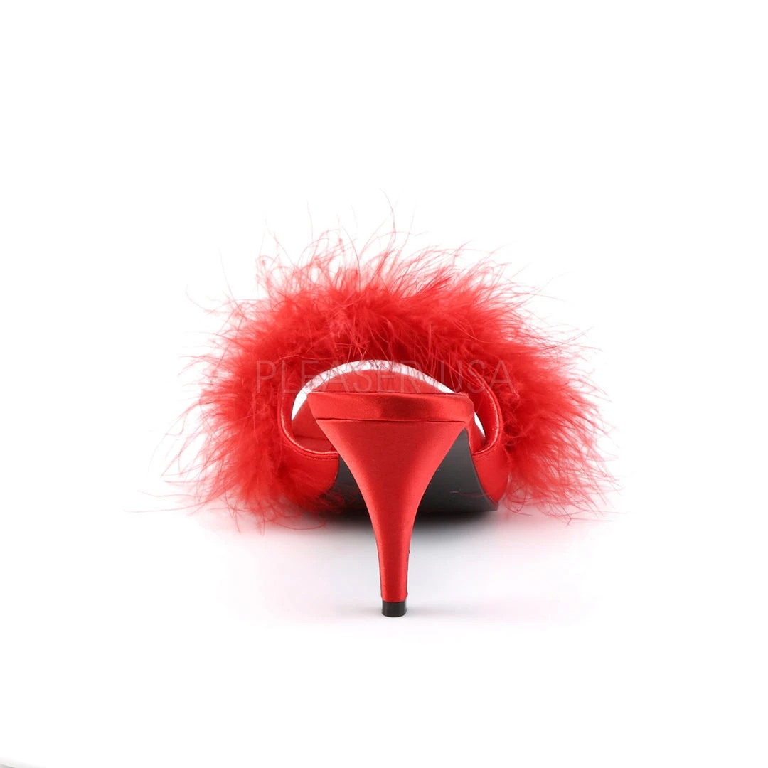 Fabulicious Shoes Red Satin-Fur Classic Marabou Slipper 5 Fabulicious Shoes Red Satin-Fur Classic Marabou Slipper