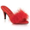 Fabulicious Shoes Red Satin-Fur Classic Marabou Slipper 1 Fabulicious Shoes Red Satin-Fur Classic Marabou Slipper