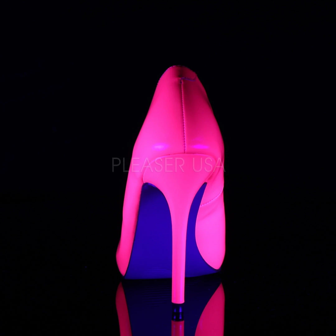 Pleaser 5" Heel Neon Fuchsia W/ Hidden Platform Pump* Glow In The Dark & Neon 5 Pleaser 5" Heel Neon Fuchsia W/ Hidden Platform Pump* Glow In The Dark & Neon