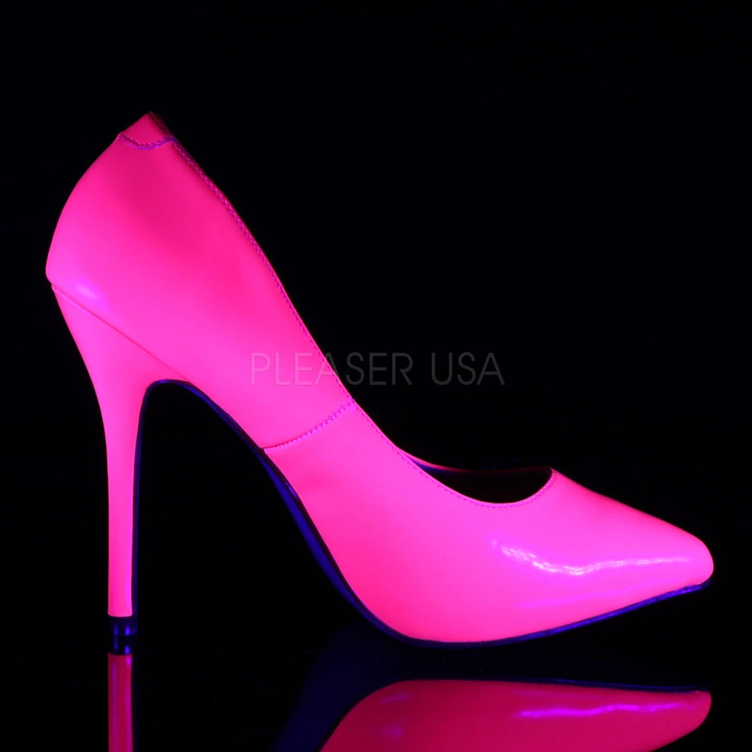 Pleaser 5" Heel Neon Fuchsia W/ Hidden Platform Pump* Glow In The Dark & Neon 6 Pleaser 5" Heel Neon Fuchsia W/ Hidden Platform Pump* Glow In The Dark & Neon