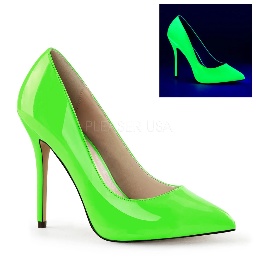 Pleaser 5" Heel Neon Green W/ Hidden Platform Pump* 3 Pleaser 5" Heel Neon Green W/ Hidden Platform Pump*