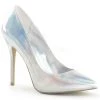 Pleaser Shoes 5" Heel Silver W/ Hidden Platform Pump*