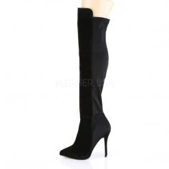 Pleaser 5" Heel Black Pull-On Over-The-Knee Boots* Shoes