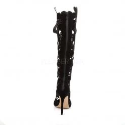 Fabulicious Black Velvet 5" Heel Open Toe Knee High Boots 8 Fabulicious Black Velvet 5