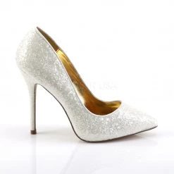 Fabulicious Shoes Ivory Glitter 5" Heel Platform Pumps 9 Fabulicious Shoes Ivory Glitter 5