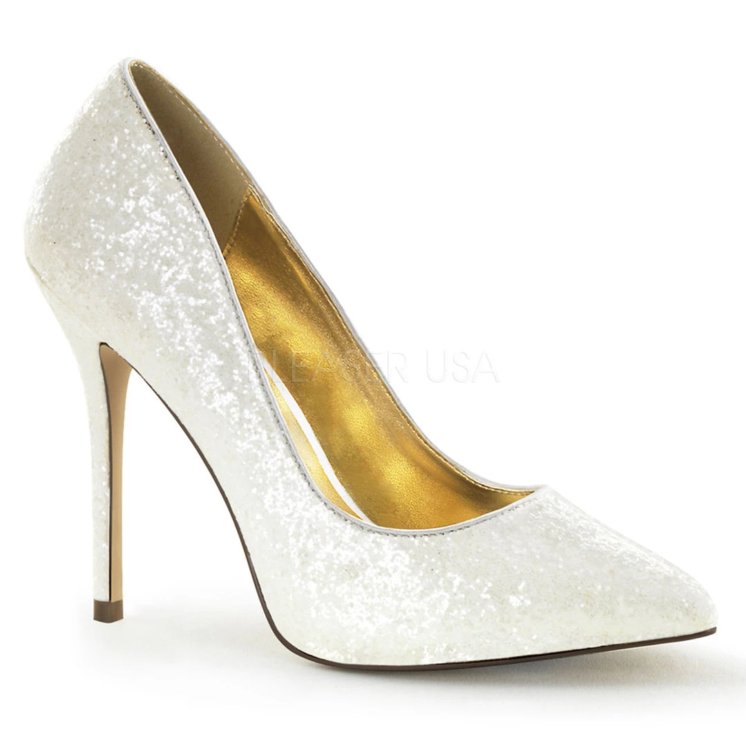 Fabulicious Shoes Ivory Glitter 5" Heel Platform Pumps 3 Fabulicious Shoes Ivory Glitter 5" Heel Platform Pumps
