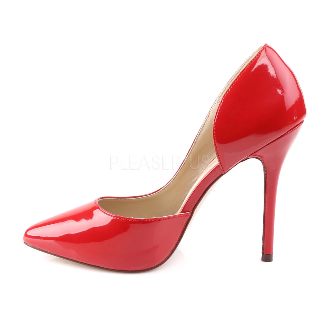 Pleaser Shoes 5" Heel Red W/ Hidden Platform D'Orsay Pump* 4 Pleaser Shoes 5" Heel Red W/ Hidden Platform D'Orsay Pump*
