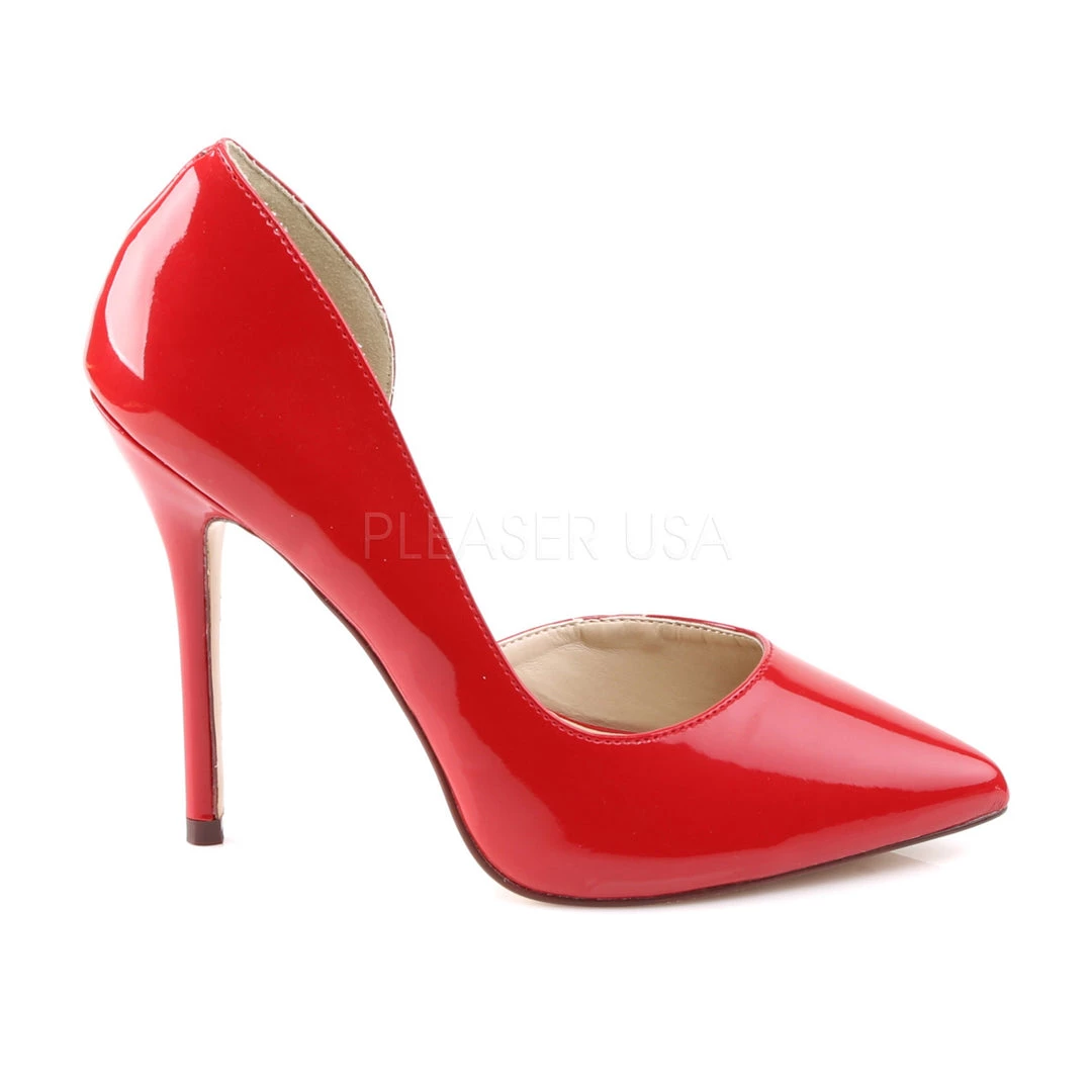 Pleaser Shoes 5" Heel Red W/ Hidden Platform D'Orsay Pump* 6 Pleaser Shoes 5" Heel Red W/ Hidden Platform D'Orsay Pump*