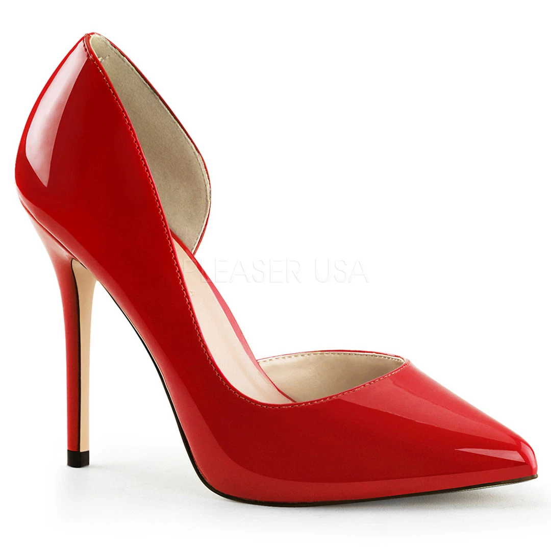 Pleaser Shoes 5" Heel Red W/ Hidden Platform D'Orsay Pump* 3 Pleaser Shoes 5" Heel Red W/ Hidden Platform D'Orsay Pump*