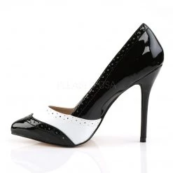 Pleaser 5" Heel Black/White Wingtip Pump* 7 Pleaser 5