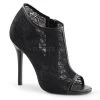 Fabulicious Shoes Black Lace-Mesh 5" Heel Open Toe Booties