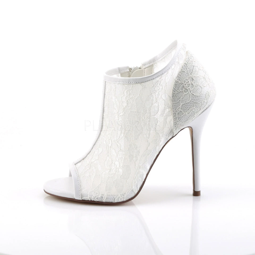Fabulicious Ivory Lace-Mesh 5" Heel, Open Toe Booties Shoes 4 Fabulicious Ivory Lace-Mesh 5" Heel, Open Toe Booties Shoes