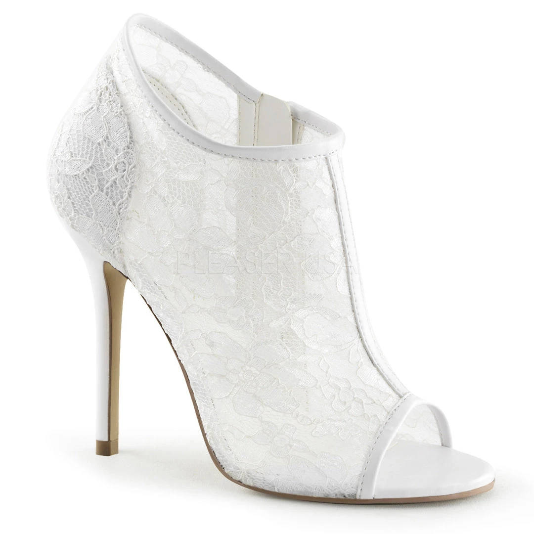 Fabulicious Ivory Lace-Mesh 5" Heel, Open Toe Booties Shoes 3 Fabulicious Ivory Lace-Mesh 5" Heel, Open Toe Booties Shoes