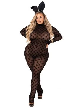Roma Plus Size Sheer Playboy Bunny Catsuit 7 Roma Plus Size Sheer Playboy Bunny Catsuit