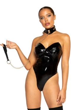 Roma Latex Lingerie Vinyl Bodysuit With Zipper