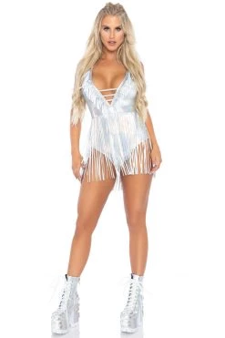 Leg Avenue Metallic Fringe Bodysuit Lingerie