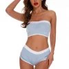 Coquette Blue And White Strapless Bra Set Lingerie