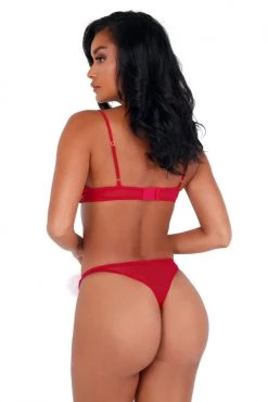 Roma Satin And Marabou Bra And Panty Christmas Lingerie