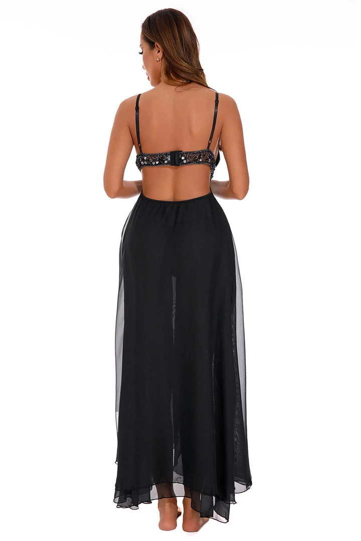 Coquette Lingerie Beaded Trim Sheer Gown 4 Coquette Lingerie Beaded Trim Sheer Gown