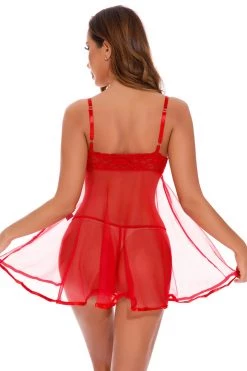 Coquette Red Lace And Mesh Babydoll 7 Coquette Red Lace And Mesh Babydoll