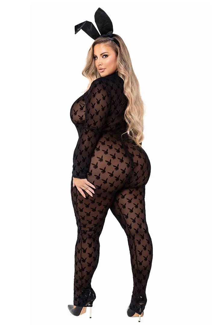 Roma Plus Size Sheer Playboy Bunny Catsuit 4 Roma Plus Size Sheer Playboy Bunny Catsuit