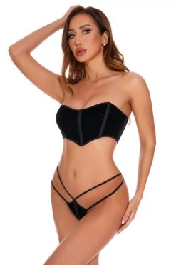 Coquette Lingerie Black Velvet Bustier Set