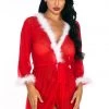 3WISHES Lingerie Sexy Santa Bedroom Robe