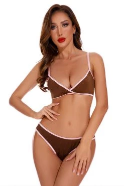 Coquette Lingerie Brown And Pink Bra And Panty
