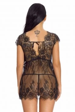 Julbie.com Lingerie Cap Sleeve Lace Babydoll