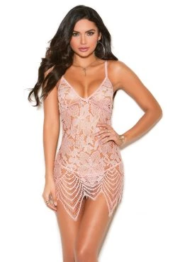 Elegant Moments Embroidered Lace Lingerie Chemise