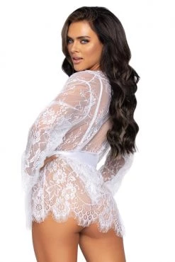 Leg Avenue Lace Teddy And Robe Lingerie Set