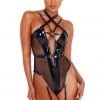 Roma Strappy Vinyl Lingerie Bodysuit