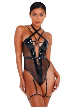 Roma Strappy Vinyl Lingerie Bodysuit