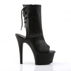 Pleaser 6" Heel Black Faux Leather Platform Ankel Booties* Shoes
