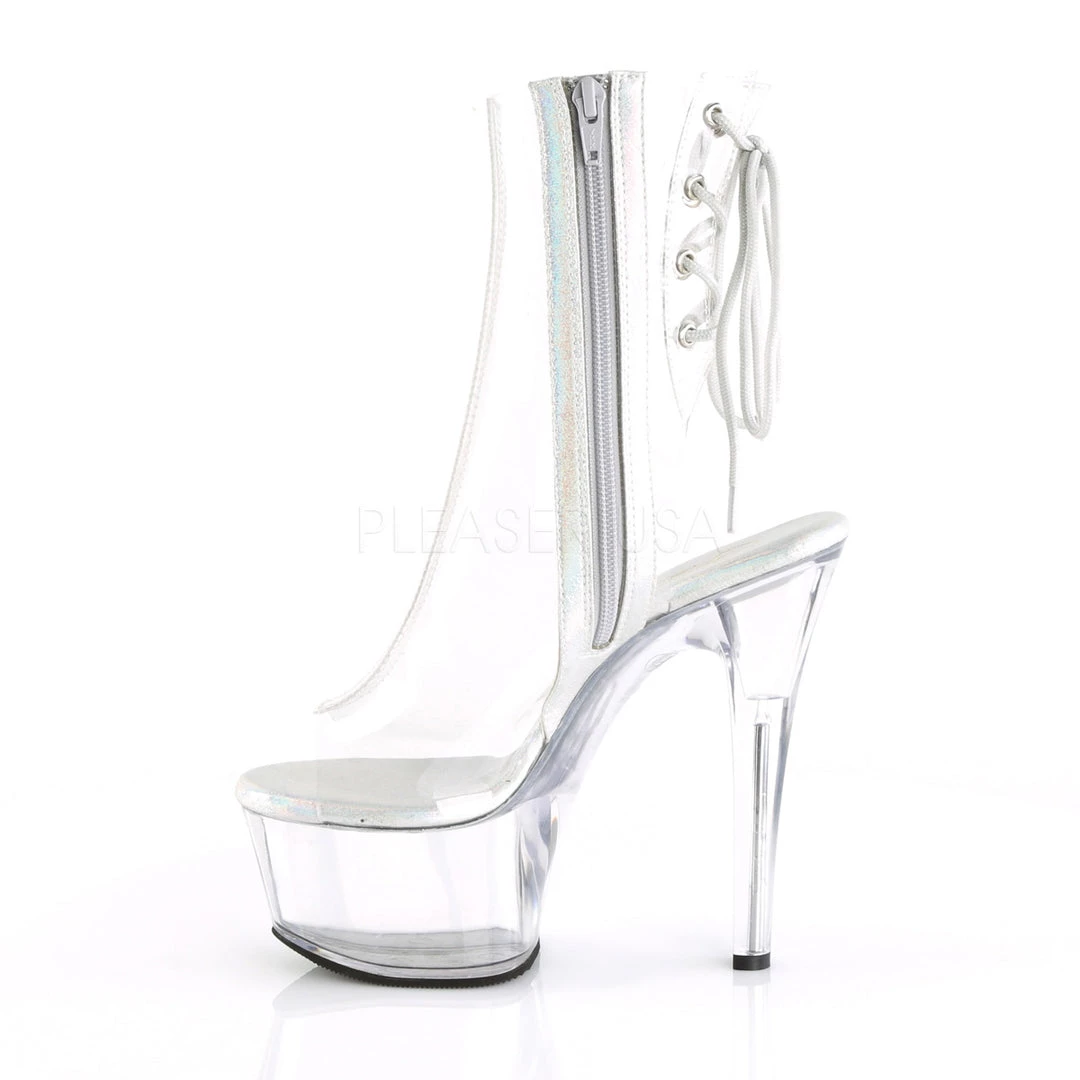 Pleaser 6" Heel Clear Open Toe/Heel Platform Boot* 4 Pleaser 6" Heel Clear Open Toe/Heel Platform Boot*