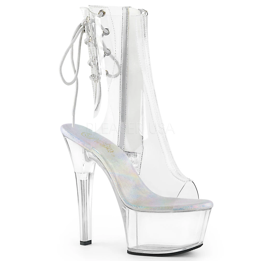 Pleaser 6" Heel Clear Open Toe/Heel Platform Boot* 3 Pleaser 6" Heel Clear Open Toe/Heel Platform Boot*